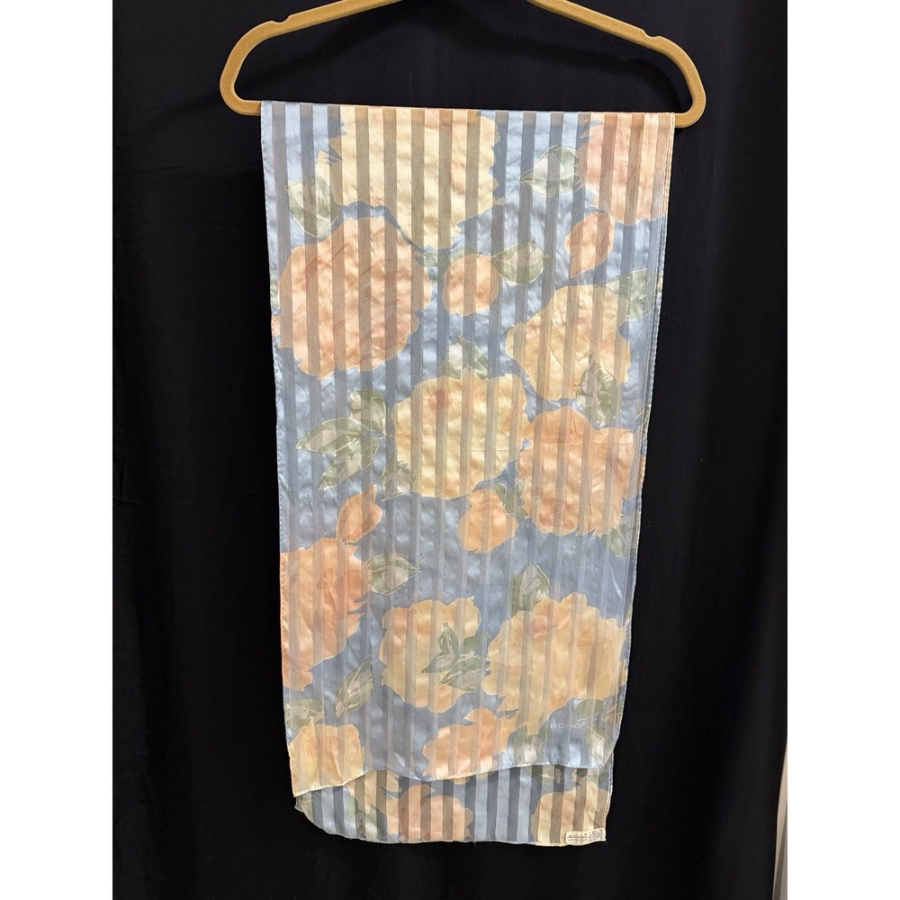 Women's 100% Silk Scarf Echo Floral Sheer